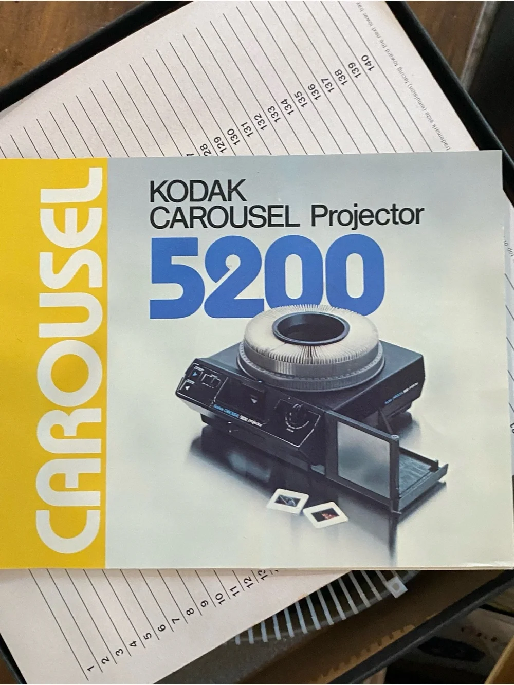 Kodak Transvue 140 Slide Tray Box with Red and Yellow Label